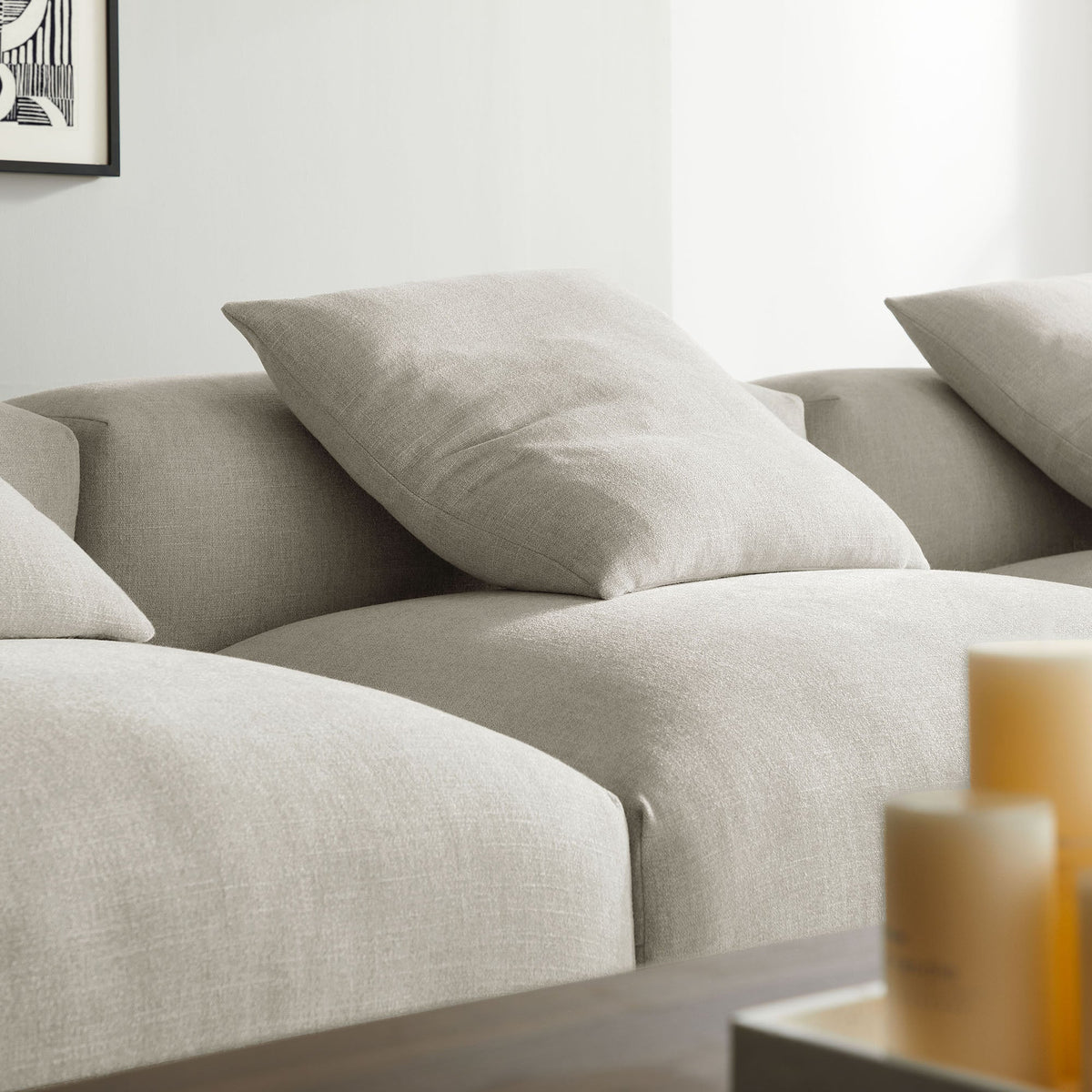 Solace 4-Piece Modular Upholstered Fabric Sectional Sofa beige cushions on Tampa Home & Garden Store