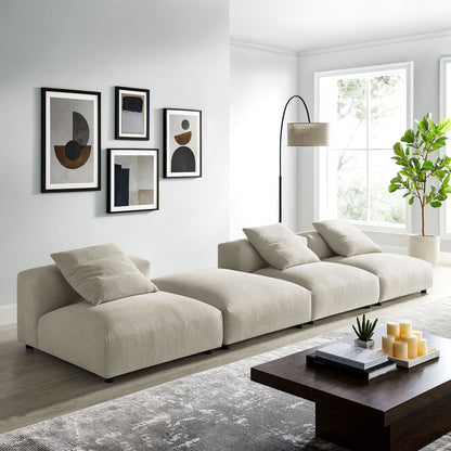 Solace 4-Piece Modular Upholstered Fabric Sectional Sofa by Modway in light beige with plush cushions on Tampa Home & Garden Store