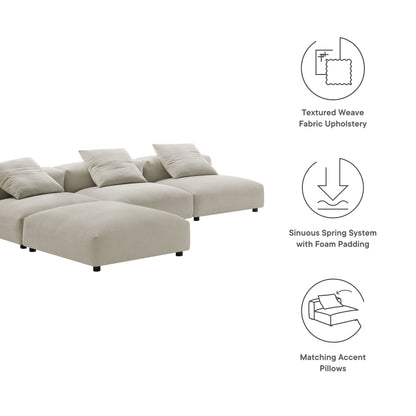 Solace 4-Piece Modular Upholstered Fabric Sectional Sofa beige fabric cushions HouseOfZazla on Tampa Home & Garden Store