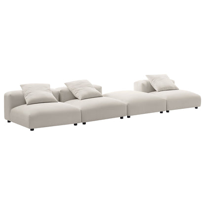 Solace 4-Piece Modular Upholstered Fabric Sectional Sofa beige modular seating by HouseOfZazla on Tampa Home & Garden Store
