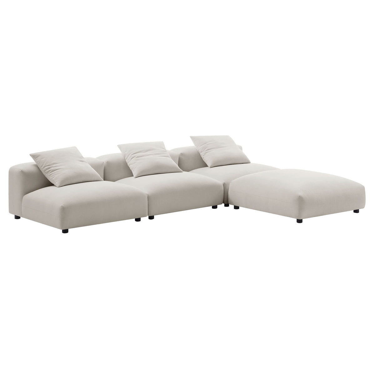 Solace 4-Piece Modular Upholstered Fabric Sectional Sofa by Modway in light beige fabric on Tampa Home & Garden Store