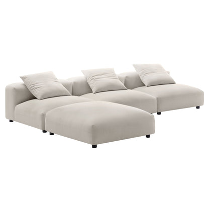 Solace 4-Piece Modular Upholstered Fabric Sectional Sofa in beige with plush cushions on Tampa Home & Garden Store