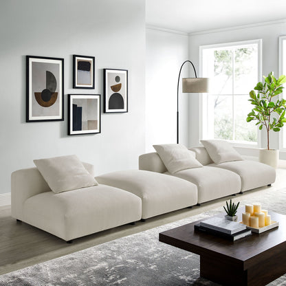 Solace 4-Piece modular upholstered fabric sectional sofa by Modway in ivory with plush cushions on Tampa Home & Garden Store