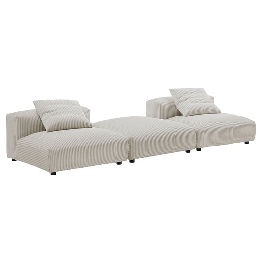 Solace 3-Piece Modular Corduroy Upholstered Sectional Sofa beige by Modway, living room seating on Tampa Home & Garden Store