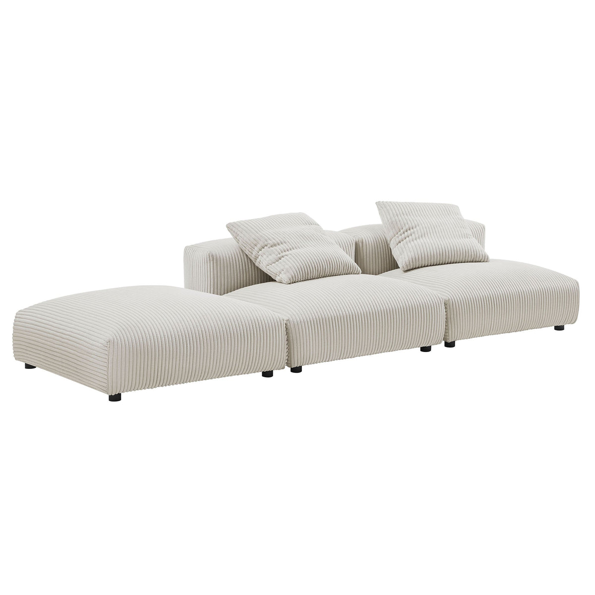 Solace 3-Piece Modular Corduroy Sectional Sofa in beige with plush cushions on Tampa Home & Garden Store
