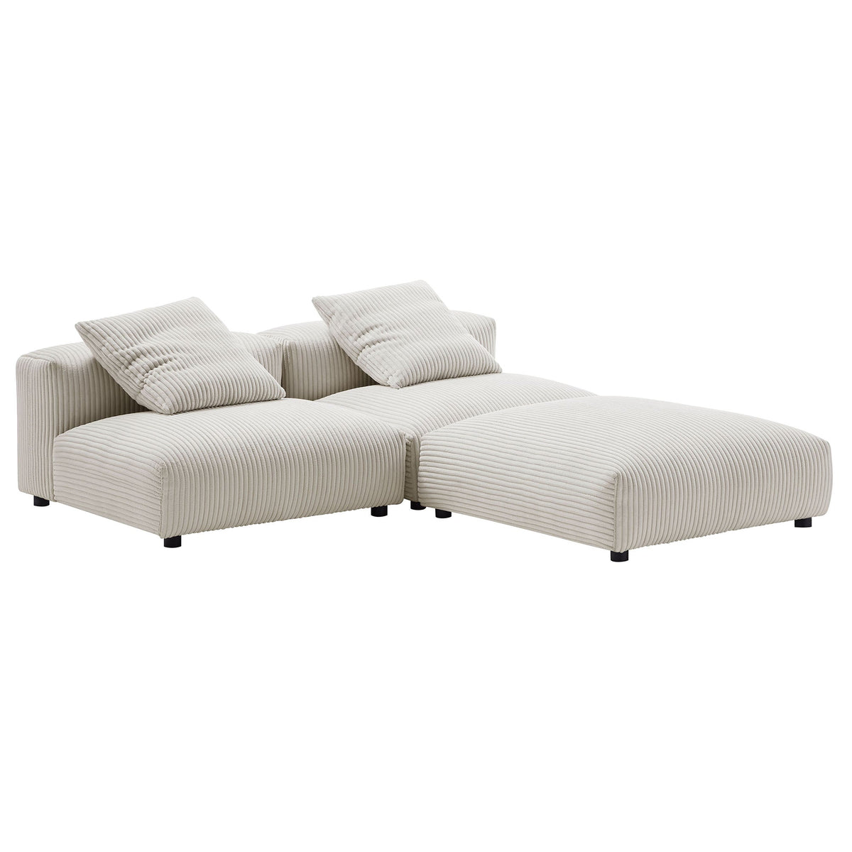 Solace 3-Piece Modular Corduroy Sectional Sofa in beige fabric with plush cushions on Tampa Home & Garden Store