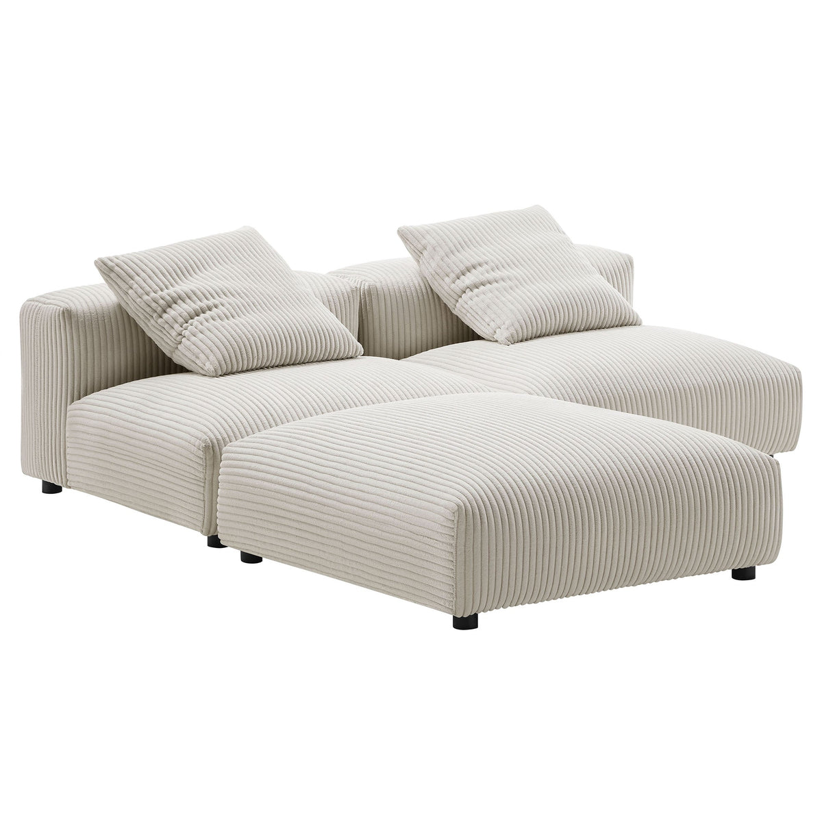 Solace 3-Piece Modular Corduroy Sectional Sofa in beige with ribbed upholstery on Tampa Home & Garden Store