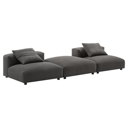 Solace 3-Piece Modular Upholstered Fabric Sectional Sofa in dark gray with low-profile legs on Tampa Home & Garden Store