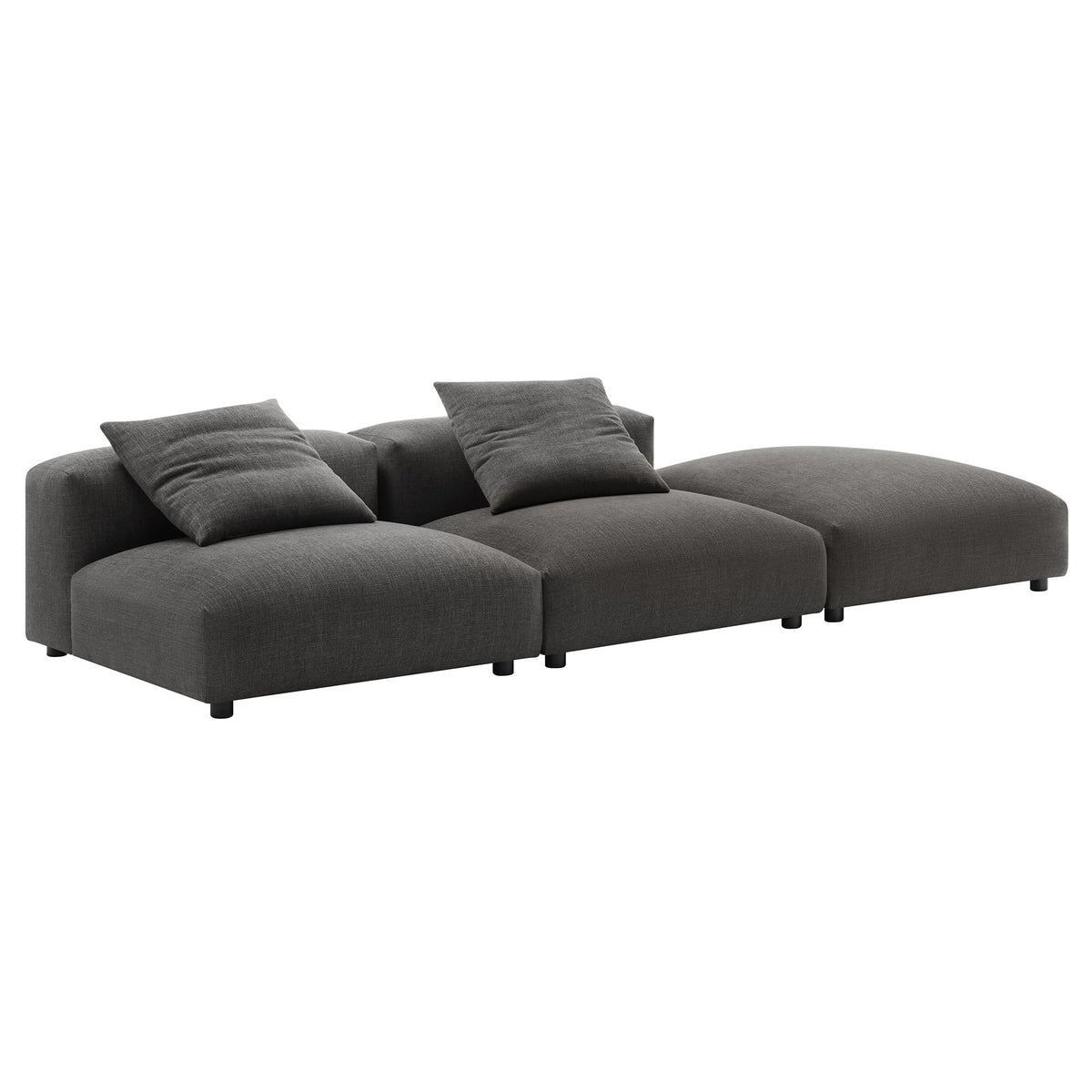Solace 3-Piece Modular Upholstered Fabric Sectional Sofa by Modway in dark gray fabric on Tampa Home & Garden Store