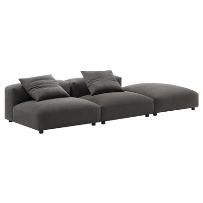 Solace 3-Piece Modular Upholstered Fabric Sectional Sofa by Modway in dark gray fabric on Tampa Home & Garden Store