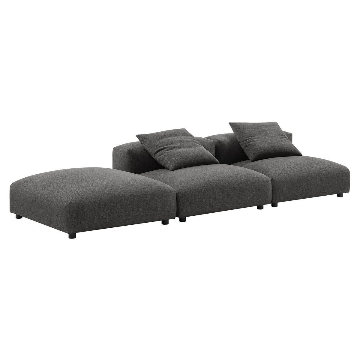 Solace 3-piece modular upholstered fabric sectional sofa in charcoal gray with plush cushions on Tampa Home & Garden Store