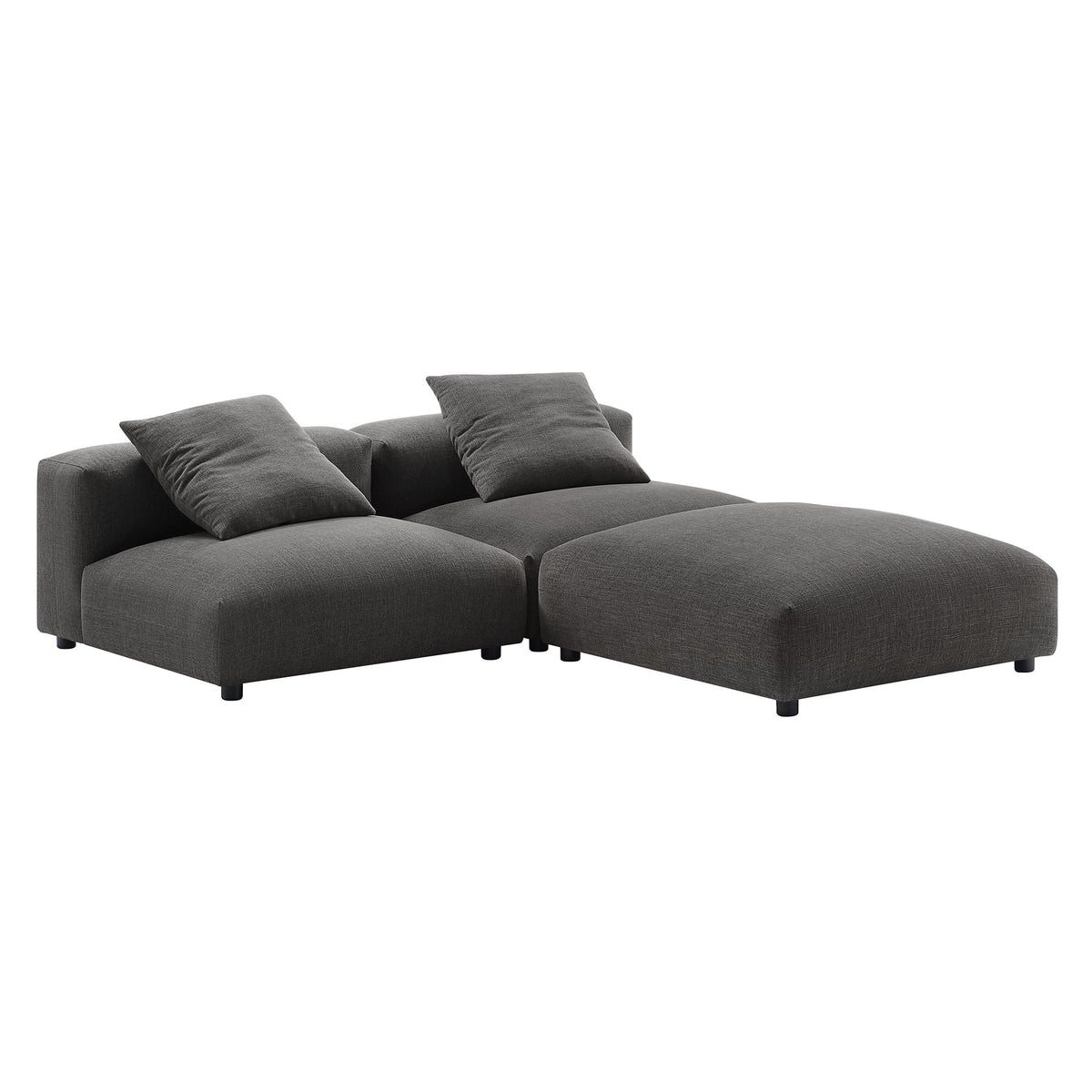 Solace 3-Piece modular upholstered fabric sectional sofa in gray with plush cushions on Tampa Home & Garden Store