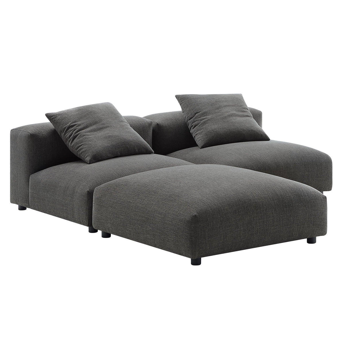 Solace 3-Piece Modular Fabric Sectional Sofa in gray with plush cushions and low-profile legs on Tampa Home & Garden Store