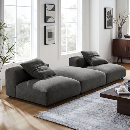 Solace 3-Piece Modular Upholstered Sectional Sofa in gray fabric by Modway on Tampa Home & Garden Store