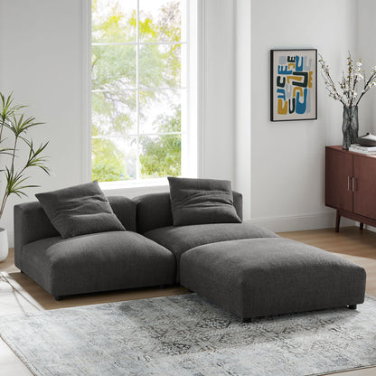 Solace 3-Piece Modular Upholstered Fabric Sectional Sofa in dark gray by HouseOfZazla on Tampa Home & Garden Store