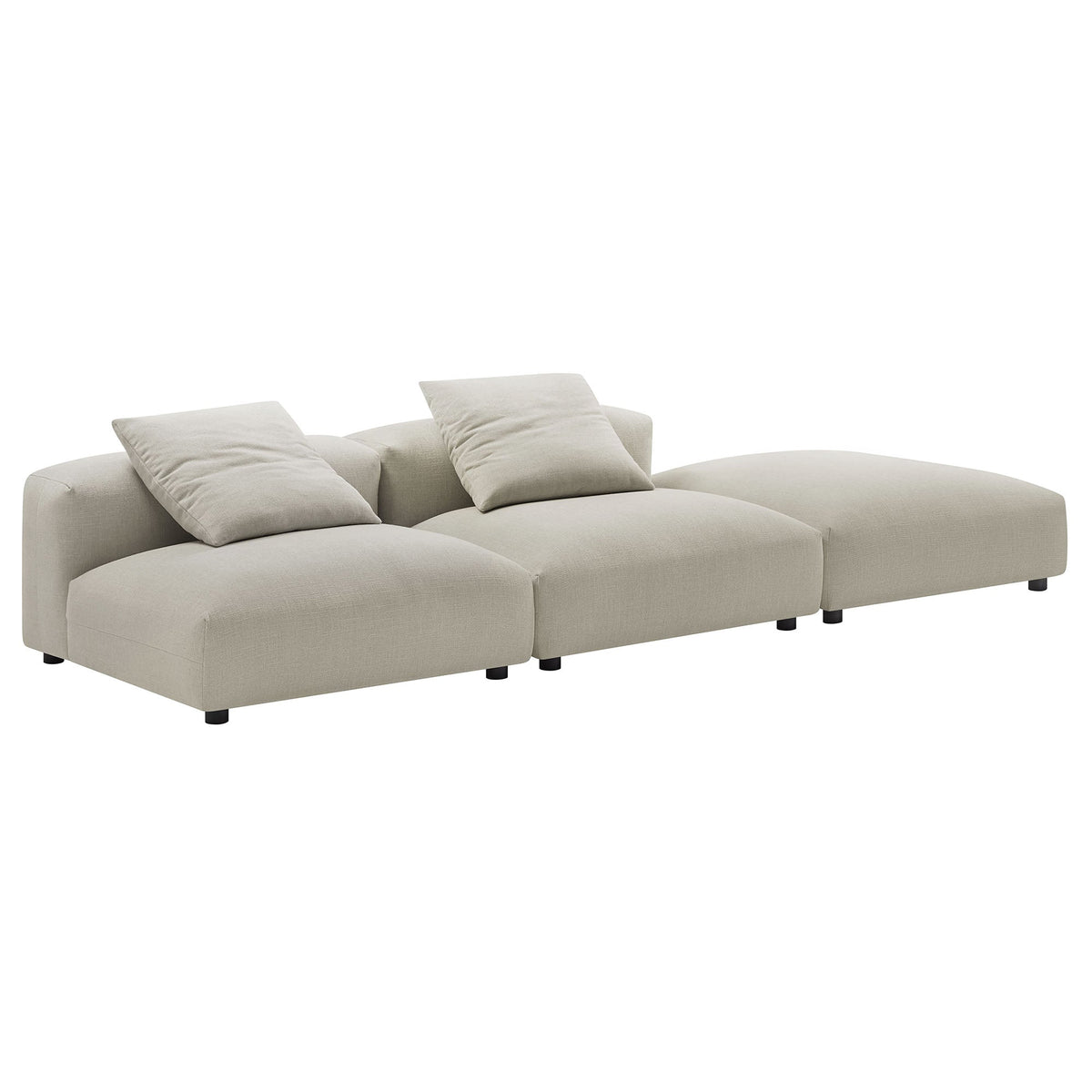Solace 3pc Modular Sofa beige with low black legs HouseOfZazla on Tampa Home & Garden Store