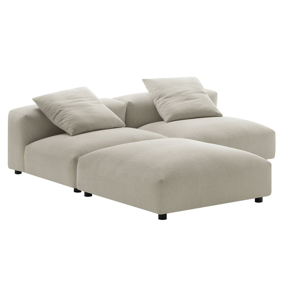 Solace 3-Piece Modular Upholstered Fabric Sectional Sofa beige fabric with plush cushions on Tampa Home & Garden Store