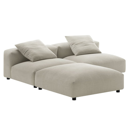 Solace 3-Piece Modular Upholstered Fabric Sectional Sofa beige fabric with plush cushions on Tampa Home & Garden Store