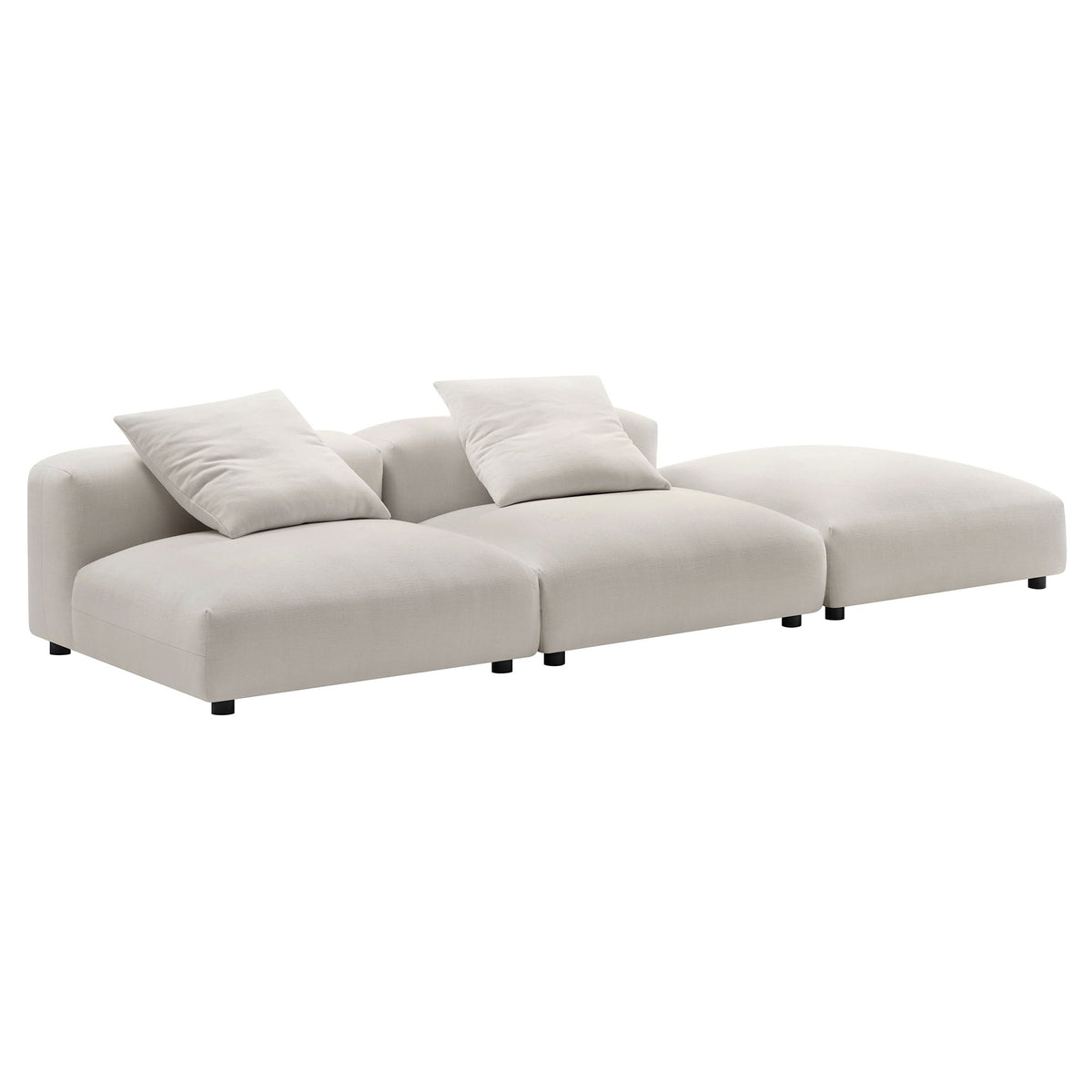 Solace 3-Piece modular upholstered fabric sectional sofa by Modway in beige with low black legs on Tampa Home & Garden Store