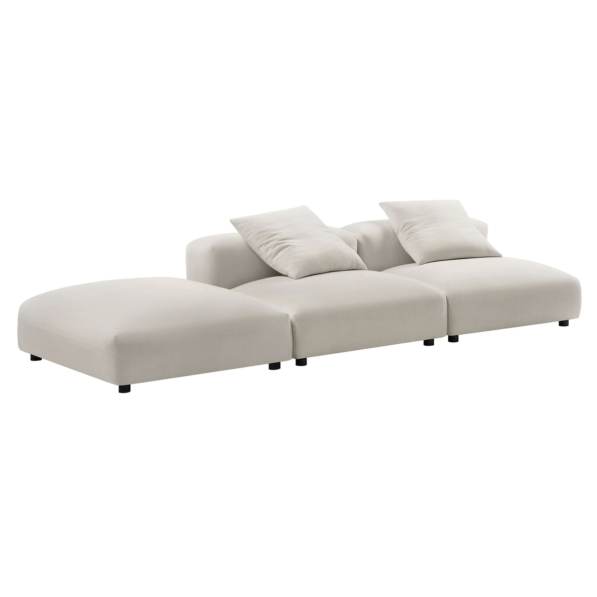 Solace 3-Piece modular upholstered fabric sectional sofa in cream with plush cushions on Tampa Home & Garden Store