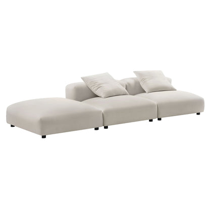 Solace 3-Piece modular upholstered fabric sectional sofa in cream with plush cushions on Tampa Home & Garden Store