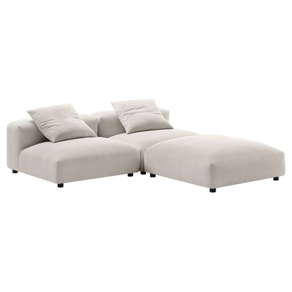 Solace 3-Piece Modular Upholstered Fabric Sectional Sofa in light beige by HouseOfZazla on Tampa Home & Garden Store