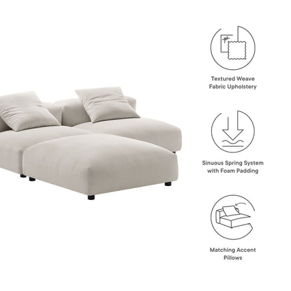 Solace 3-Piece Modular Upholstered Fabric Sectional Sofa in beige textured weave fabric on Tampa Home & Garden Store