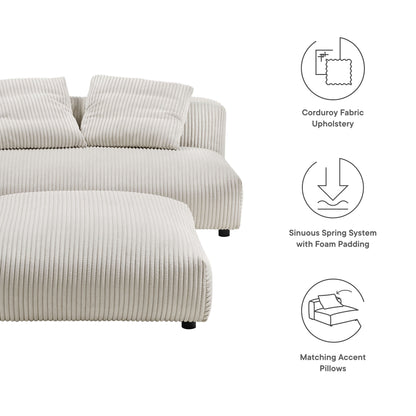 Solace modular corduroy upholstered armless loveseat and ottoman set in beige by HouseOfZazla on Tampa Home & Garden Store