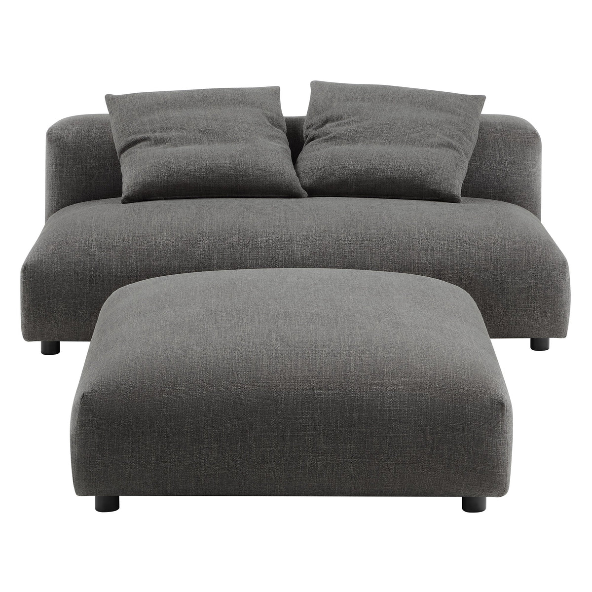 Solace modular upholstered fabric armless loveseat and ottoman 2-piece set in gray on Tampa Home & Garden Store