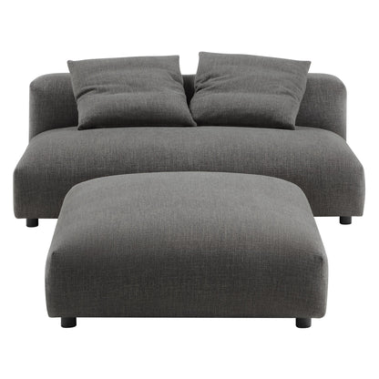 Solace modular upholstered fabric armless loveseat and ottoman 2-piece set in gray on Tampa Home & Garden Store