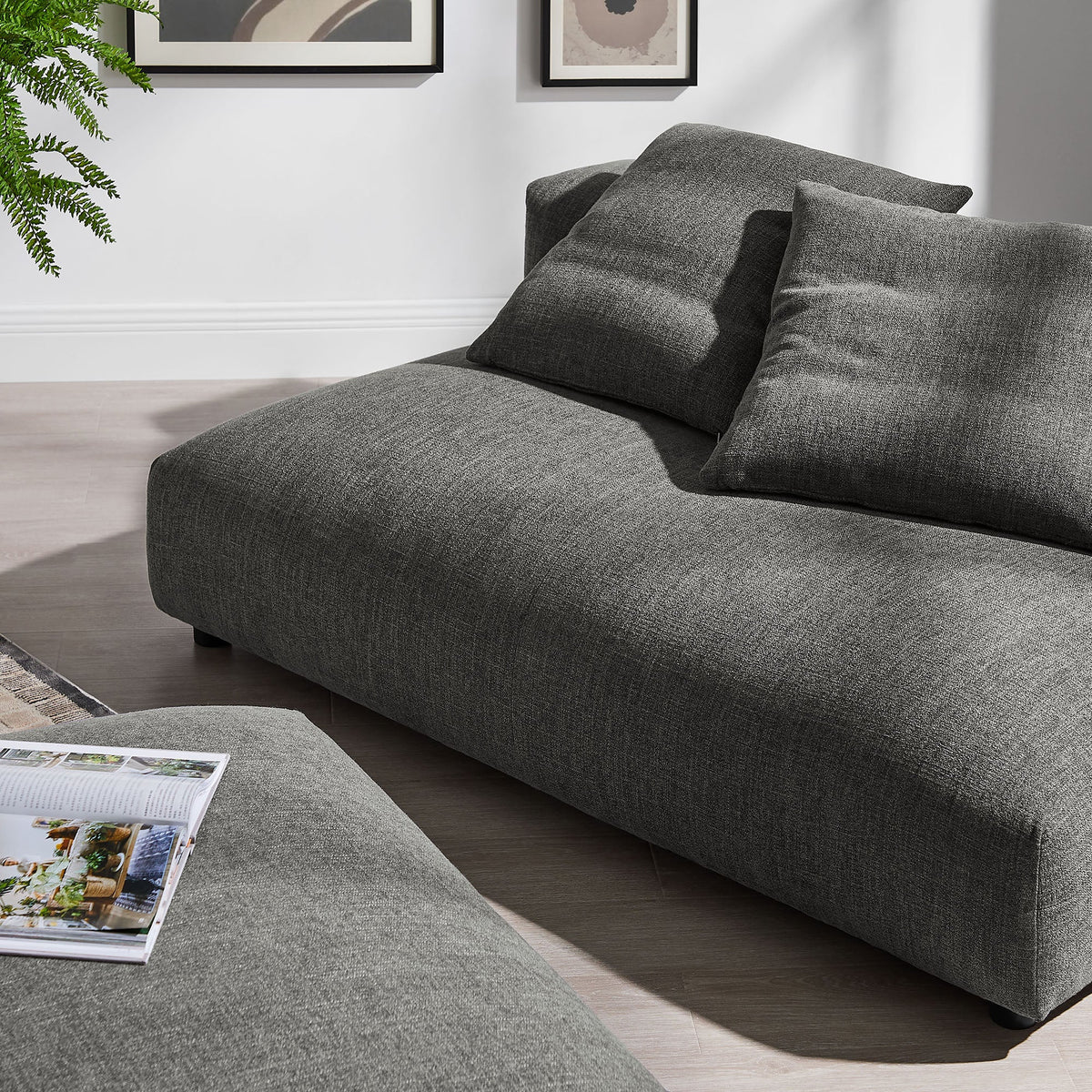 Solace modular armless loveseat and ottoman in grey textured fabric by Modway; HouseOfZazla on Tampa Home & Garden Store