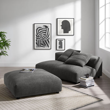 Modway Solace modular armless loveseat and ottoman set in dark gray fabric on Tampa Home & Garden Store