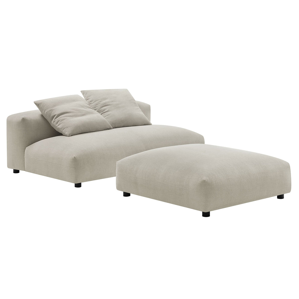 Solace modular armless loveseat and ottoman set in beige fabric by Modway on Tampa Home & Garden Store