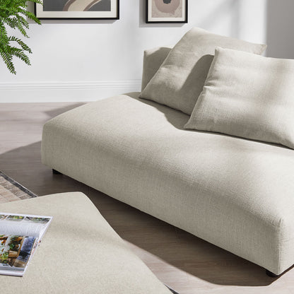 Solace modular armless loveseat and ottoman in beige textured fabric with plush cushions on Tampa Home & Garden Store