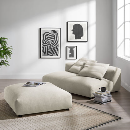 Solace modular armless loveseat and ottoman set in beige fabric by HouseOfZazla on Tampa Home & Garden Store