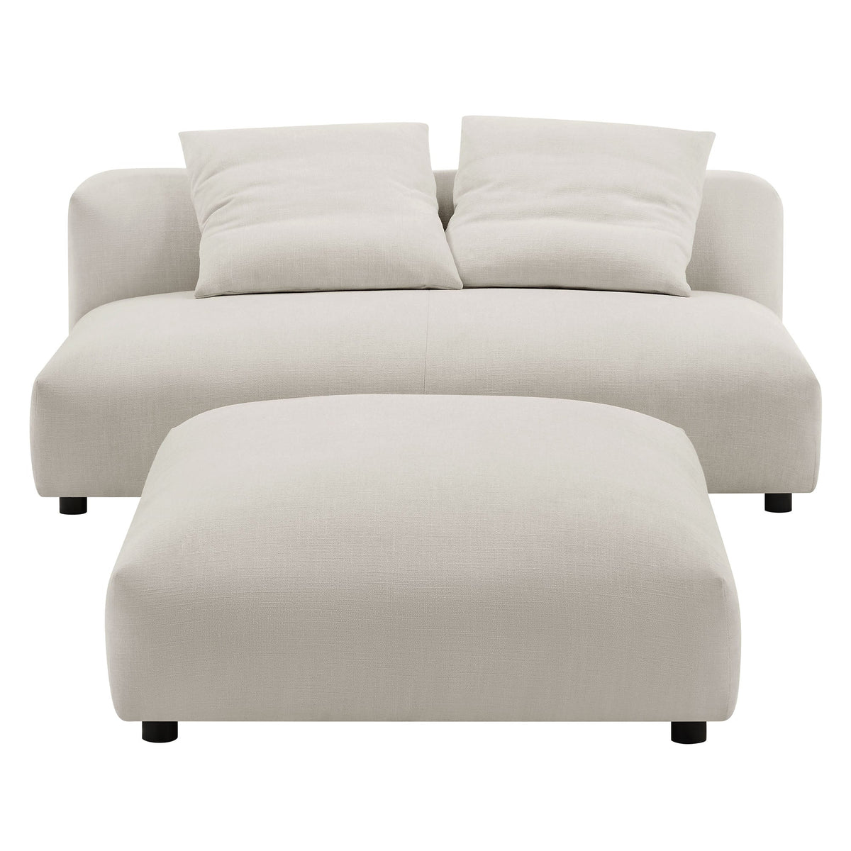 Solace modular armless loveseat and ottoman in beige linen fabric Modway two-piece set on Tampa Home & Garden Store