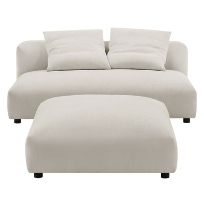 Solace modular armless loveseat and ottoman in beige linen fabric Modway two-piece set on Tampa Home & Garden Store