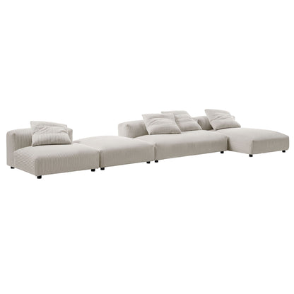 Solace 4-piece modular corduroy sectional sofa with ottoman in beige on Tampa Home & Garden Store