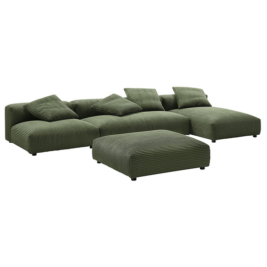Solace 4-Piece Modular Corduroy Upholstered Sectional Sofa With Ottoman by HouseOfZazla on Tampa Home & Garden Store