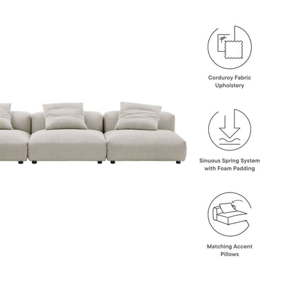 Modway Solace 3 Piece Modular Corduroy Sofa