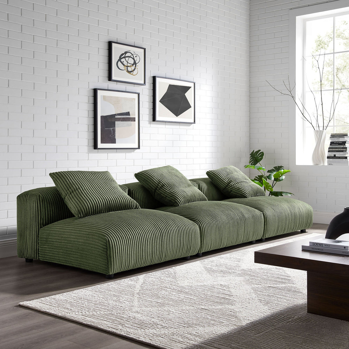 Modway Solace 3 Piece Modular Corduroy Sofa