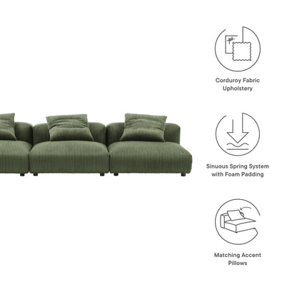 Modway Solace 3 Piece Modular Corduroy Sofa