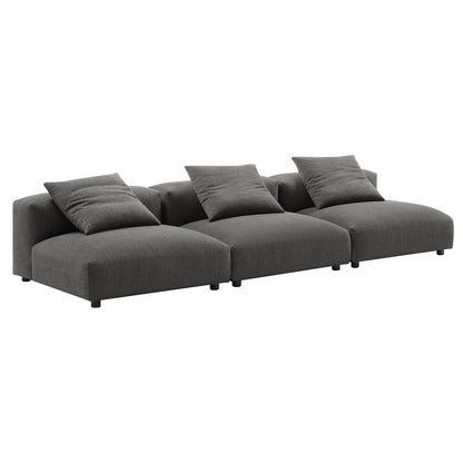 Solace 3-Piece Modular Upholstered Fabric Sofa sectional in dark gray fabric by Modway on Tampa Home & Garden Store