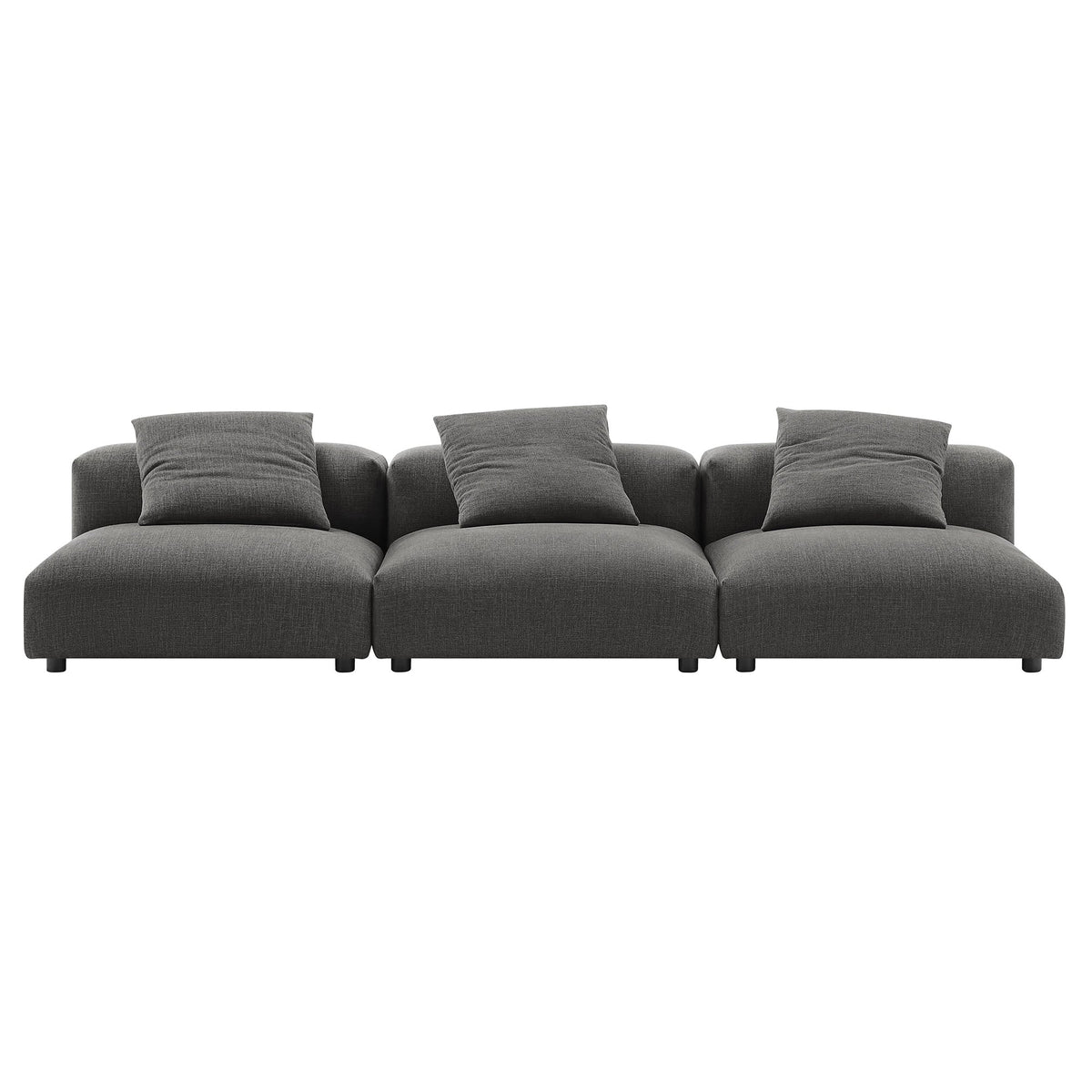 Solace 3-Piece Modular Upholstered Fabric Sofa set in dark gray by HouseOfZazla on Tampa Home & Garden Store