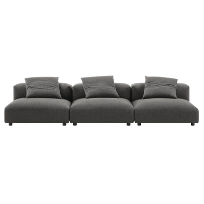 Solace 3-Piece Modular Upholstered Fabric Sofa set in dark gray by HouseOfZazla on Tampa Home & Garden Store