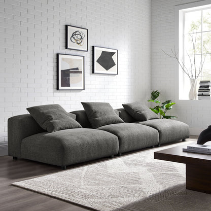 Solace 3-Piece Modular Upholstered Fabric Sofa, gray fabric modular sectional by Modway on Tampa Home & Garden Store