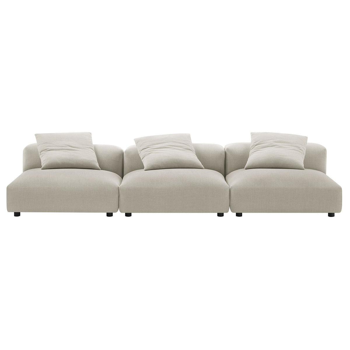 Solace 3-Piece Modular Upholstered Fabric Sofa by Modway in beige with plush cushions on Tampa Home & Garden Store