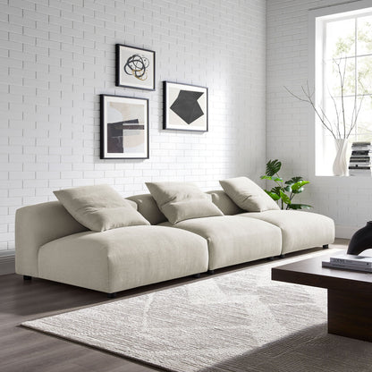 Solace 3-Piece modular upholstered fabric sofa in light beige with plush cushions by Modway on Tampa Home & Garden Store