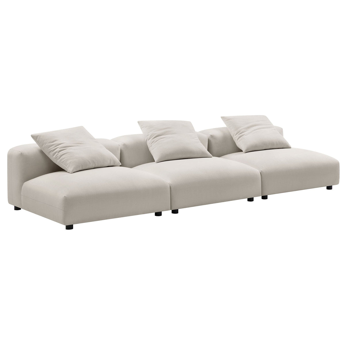 Solace 3-Piece Modular Upholstered Fabric Sofa beige linen with plush cushions on Tampa Home & Garden Store
