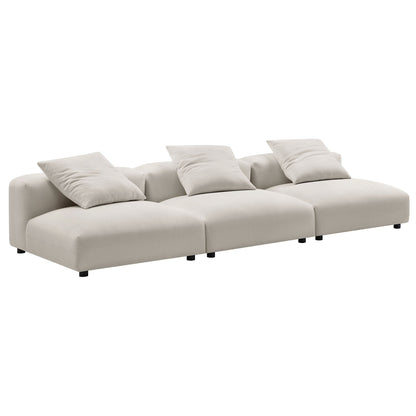 Solace 3-Piece Modular Upholstered Fabric Sofa beige linen with plush cushions on Tampa Home & Garden Store